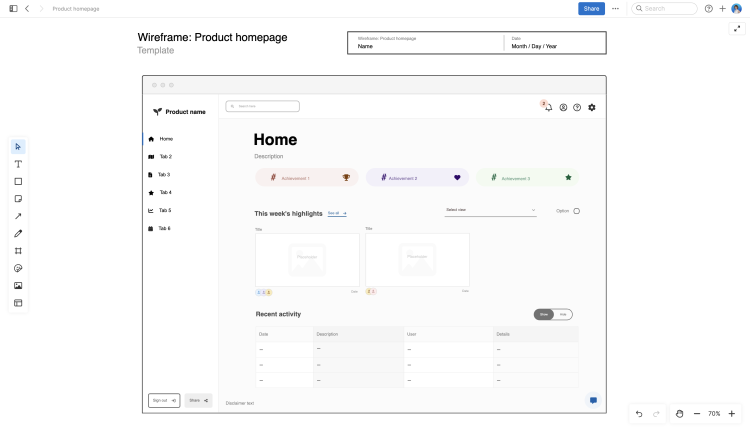 Product homepage wireframe large