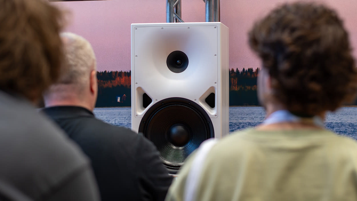 Genelec 8380 and audience at IBC 2026