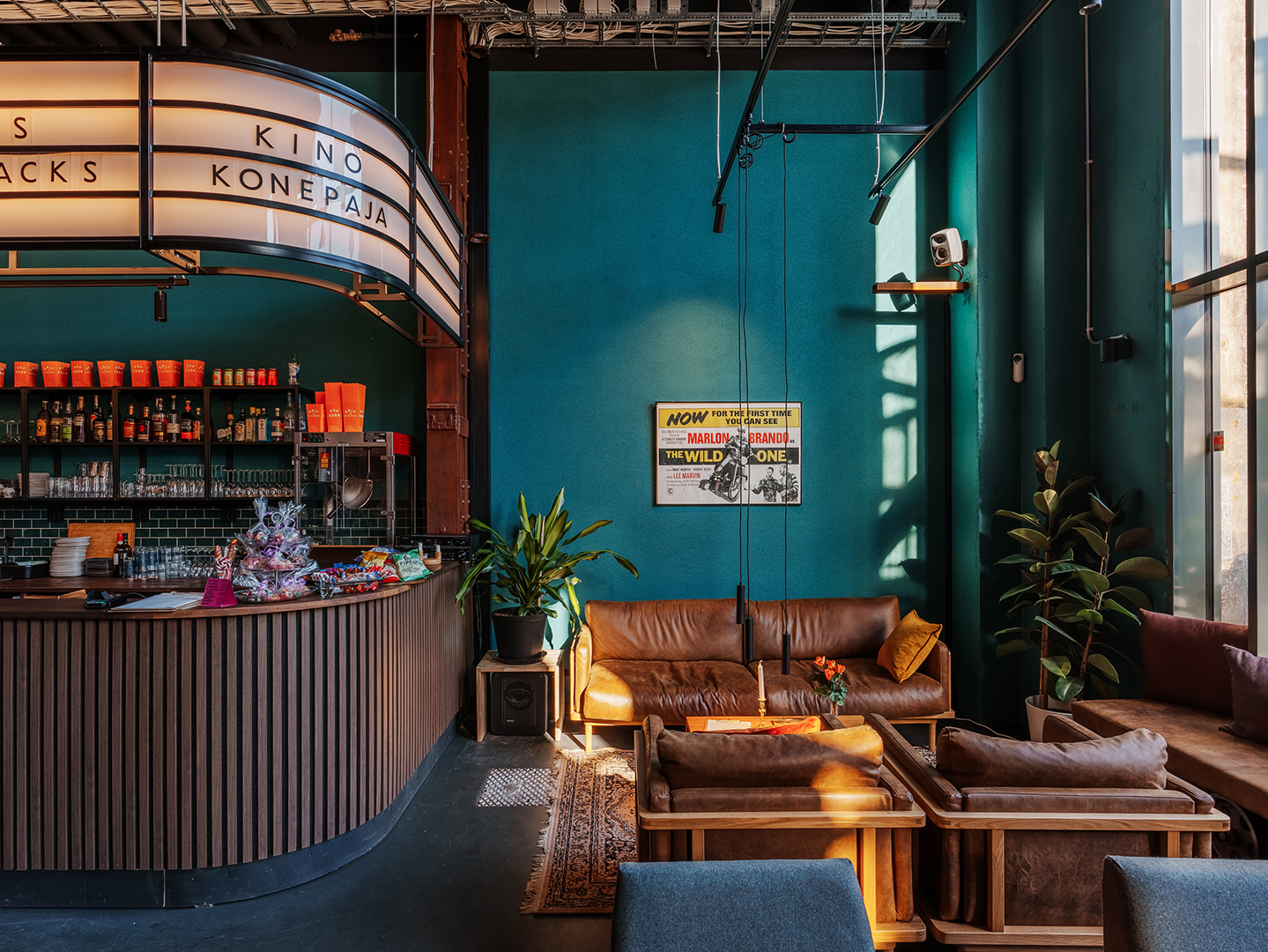 In the bar area, Kino Konepaja has deployed a trio of compact 8020 loudspeakers paired with a 7050 subwoofer.