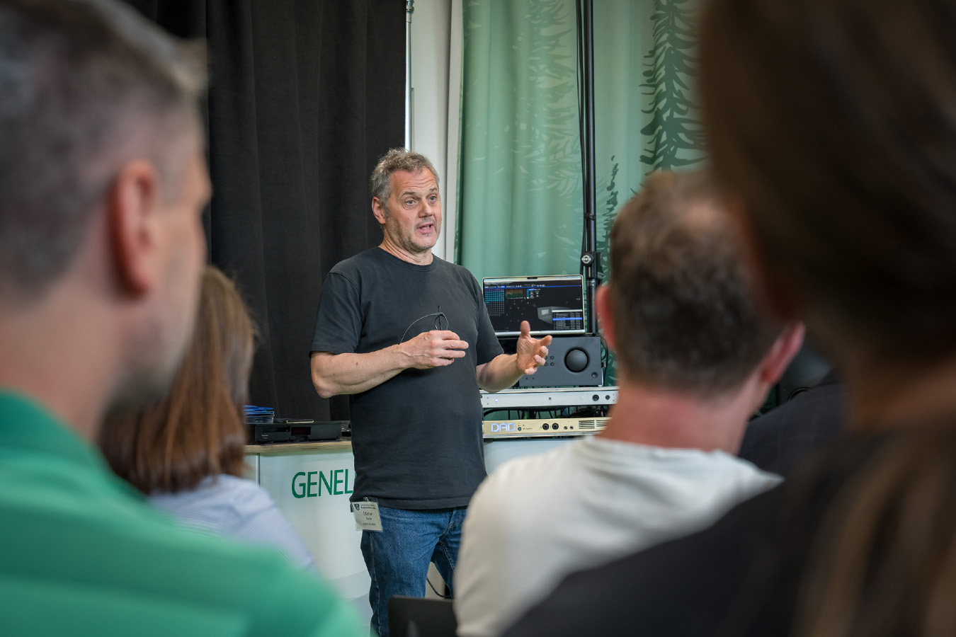 2024_AES_Gothenburg_Stefan detailing a new mix in the Forest room