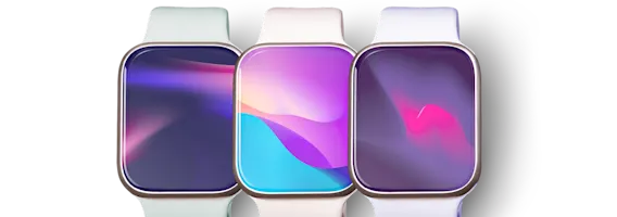 Three smartwatches in a variety of colours.