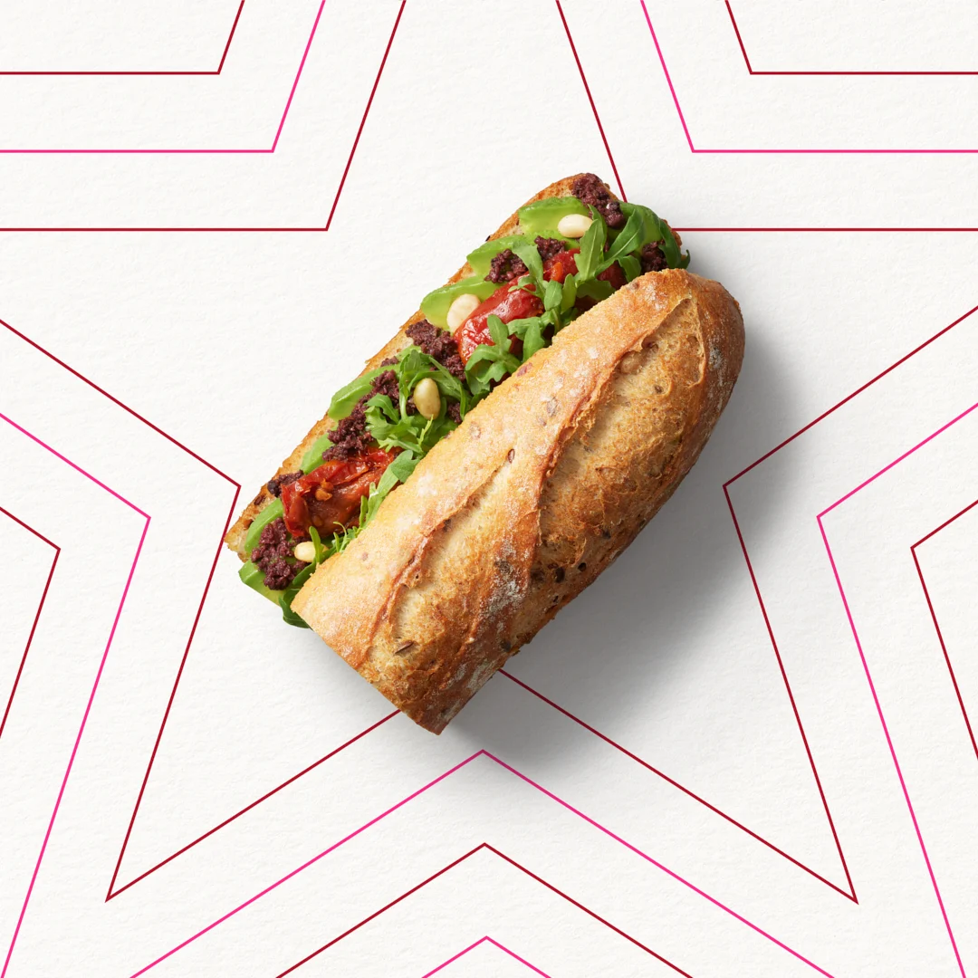  Avo, Olive & Toms Half Baguette