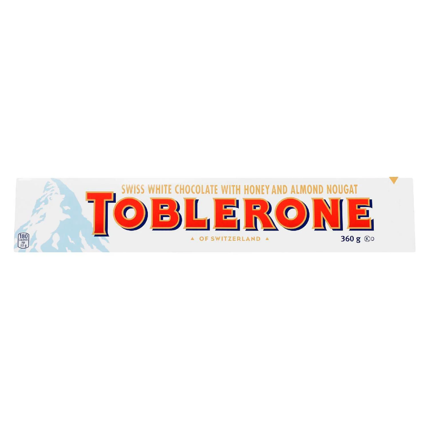 TOBLERONE WHITE CHOCOLATE WITH HONEY AND ALMOND NOUGAT BAR (360 G)