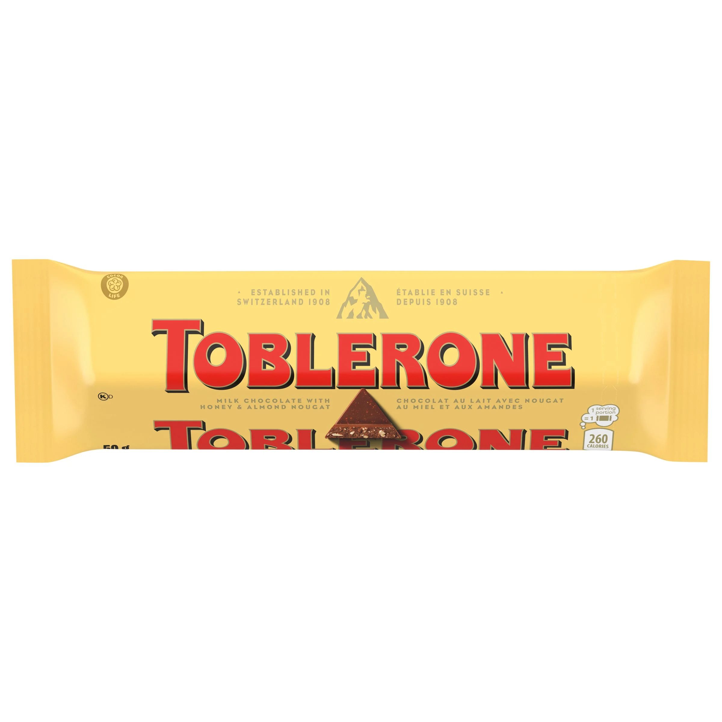TOBLERONE MILK CHOCOLATE WITH HONEY AND ALMOND NOUGAT BAR (50 G)