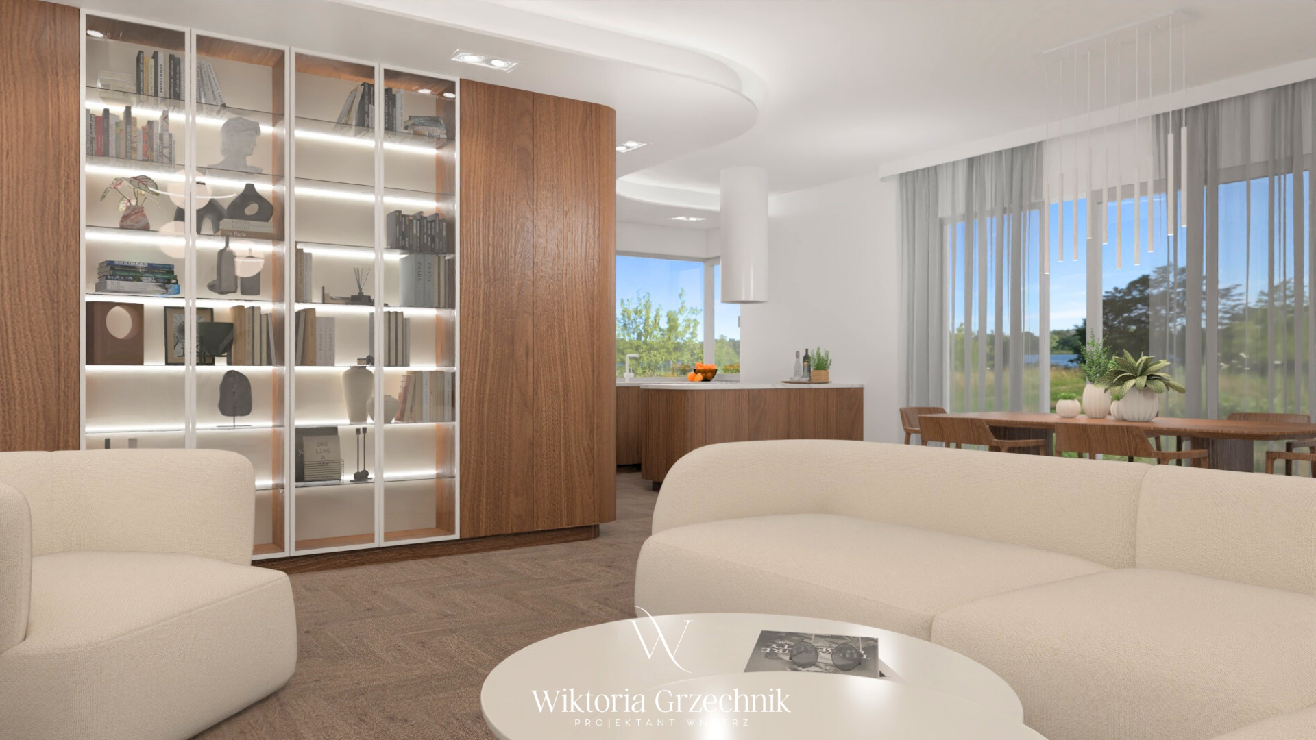 Minimalistyczna strefa dzienna z duszą – projekt wnętrza domu w Orzeszu - zdjęcie 1