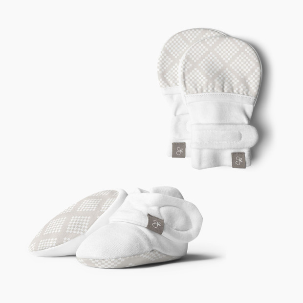 Goumi Kids Stay on Baby Mitts + Boots Bundle - Diamond Dots Cream, 0-3 Months.