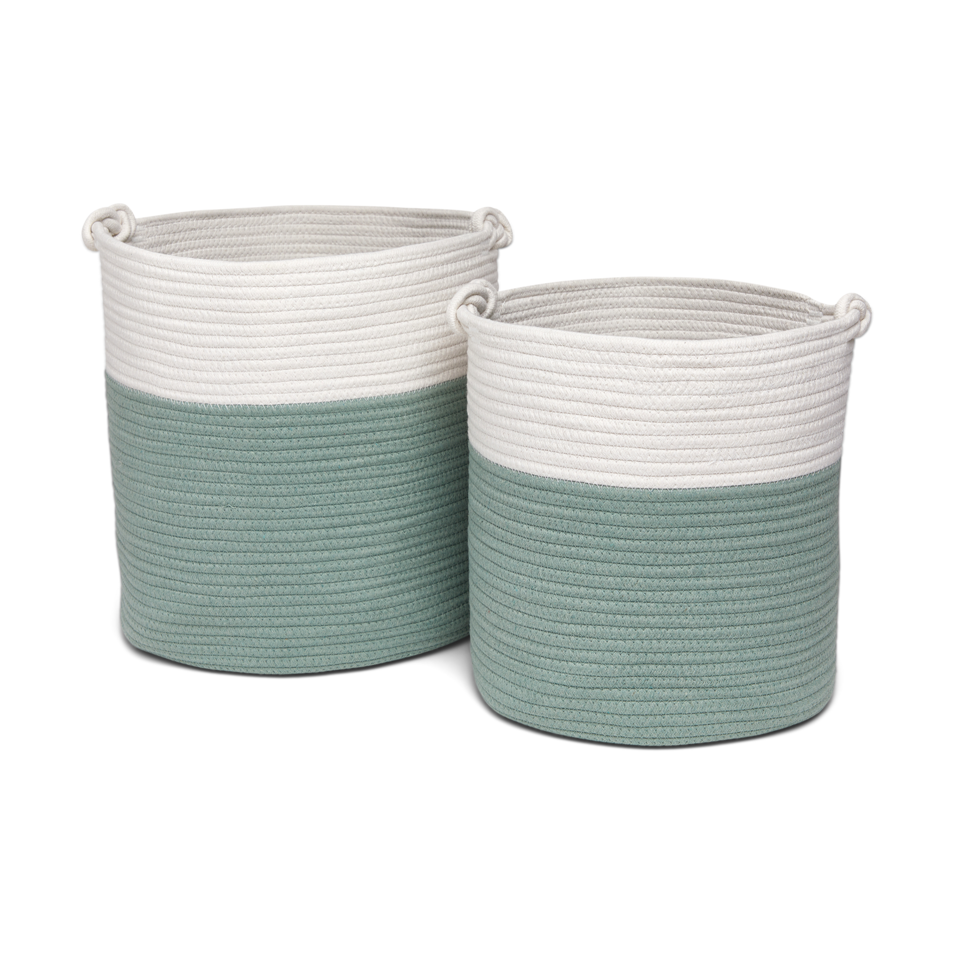 Sprucely Large & Medium Rope Basket Set - Sage, Large/Medium.
