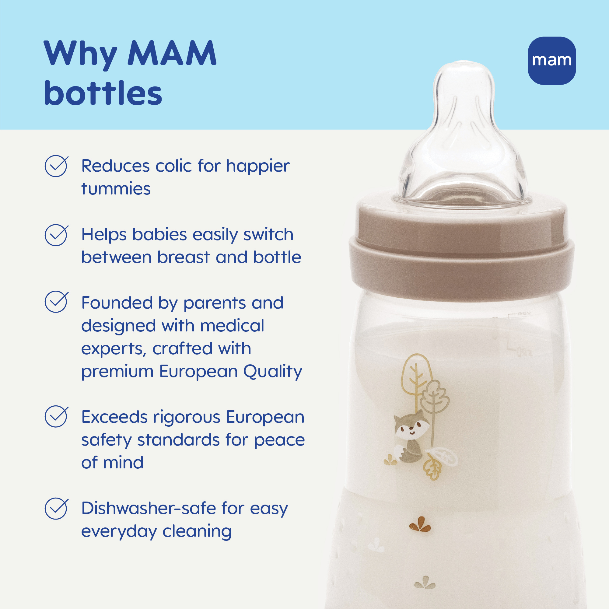 MAM Easy Start Anti-Colic Baby Bottle (4 Pack) - Blue / Teal, 5 Oz.
