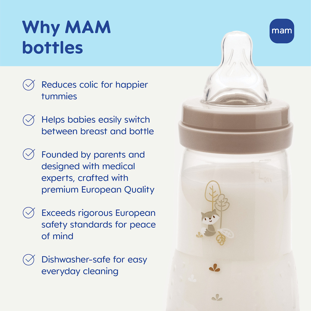 MAM Easy Start Anti-Colic Baby Bottle (4 Pack) - Blue / Teal, 5 Oz.