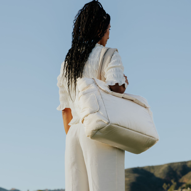 CALPAK Diaper Tote Bag With Laptop Sleeve - Oatmeal.