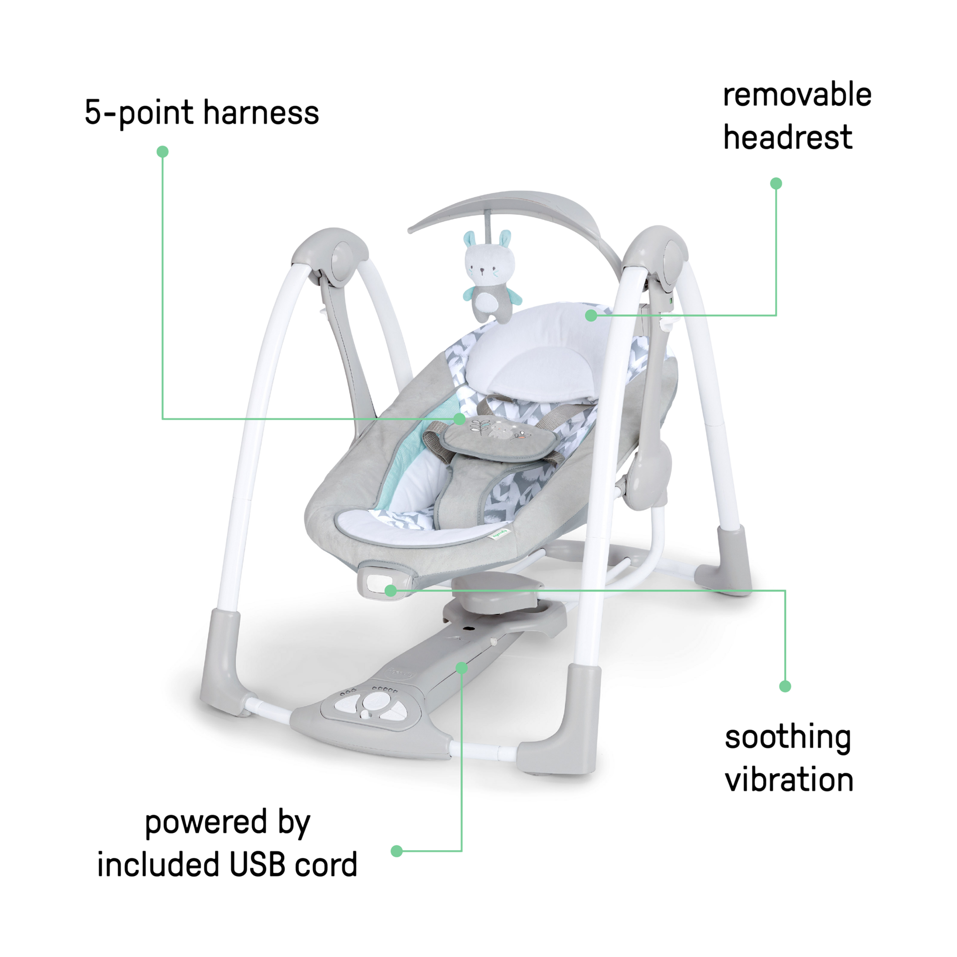 Ingenuity ConvertMe 2-in-1 Compact Portable Baby Swing 2 Infant Seat - Raylan.