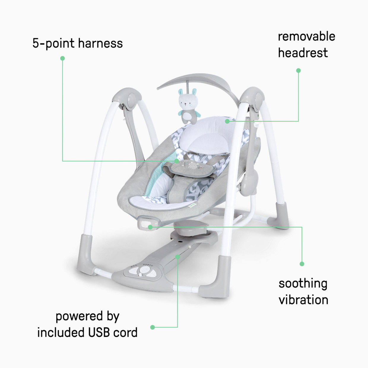 Ingenuity ConvertMe 2-in-1 Compact Portable Baby Swing 2 Infant Seat - Raylan.