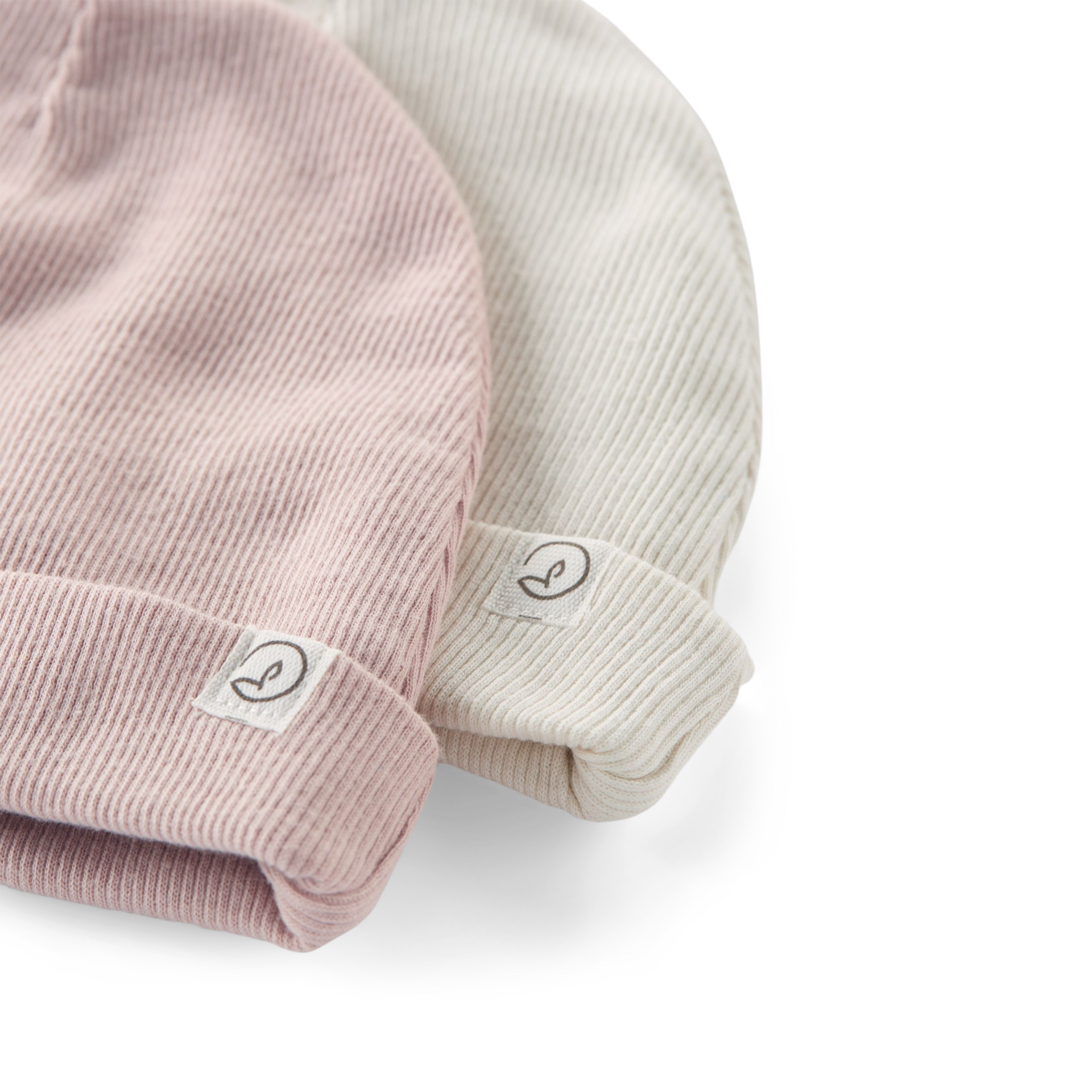 Carter's Little Planet 2-Pack Organic Cotton Rib Caps - Pink, Sweet Cream, 0-3 M.
