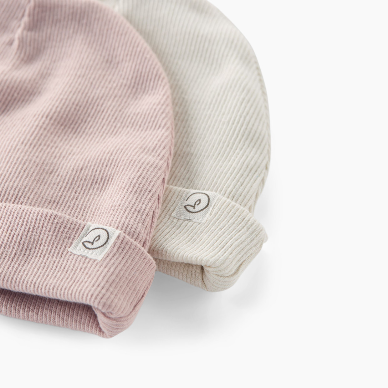 Carter's Little Planet 2-Pack Organic Cotton Rib Caps - Pink, Sweet Cream, 0-3 M.