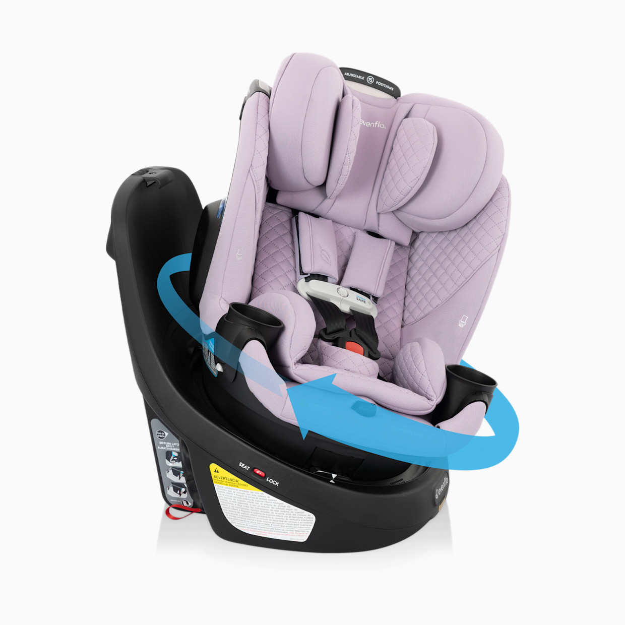Evenflo Revolve360 Slim 2-in-1 Rotational Car Seat with Green & Gentle Fabric - Agate.