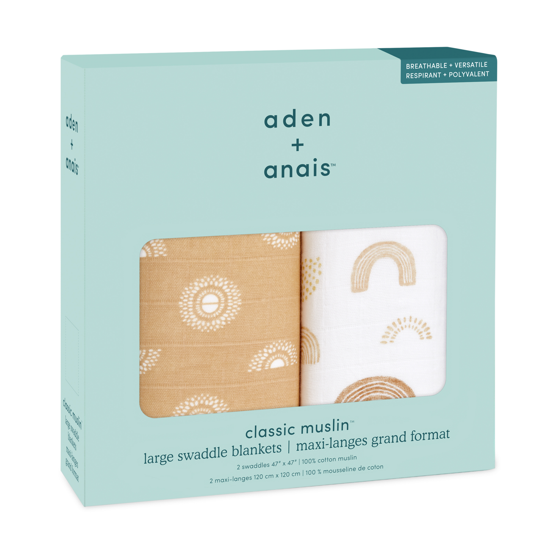 Aden + Anais Classic Cotton Muslin Swaddles (2 Pack) Keep Rising