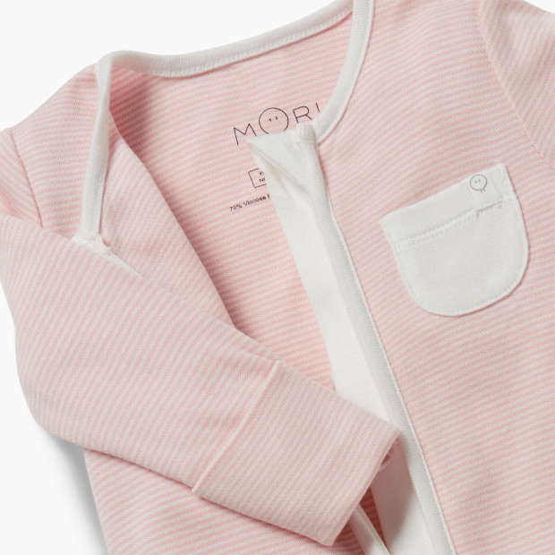 MORI Clever Zip Baby Pajamas - Blush Stripe, Nb.