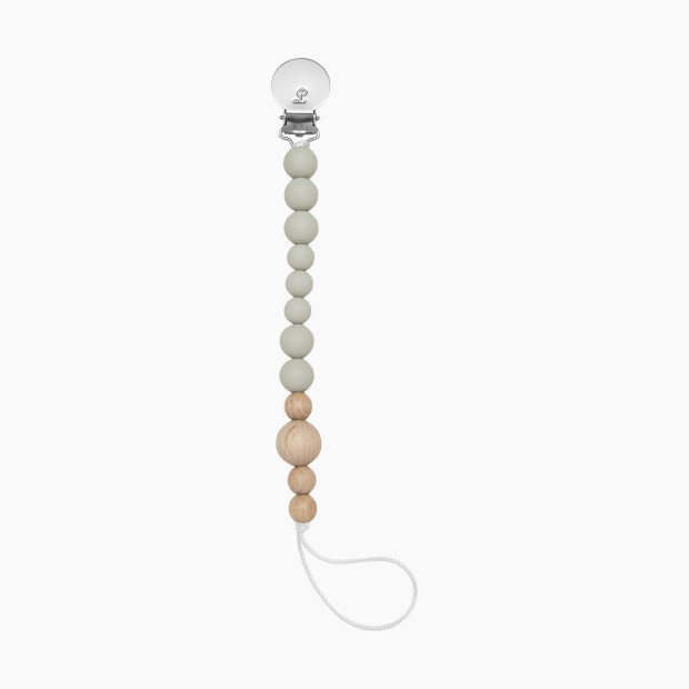 Loulou Lollipop Colorblock Wood & Silicone Pacifier Clip - Cool Grey.