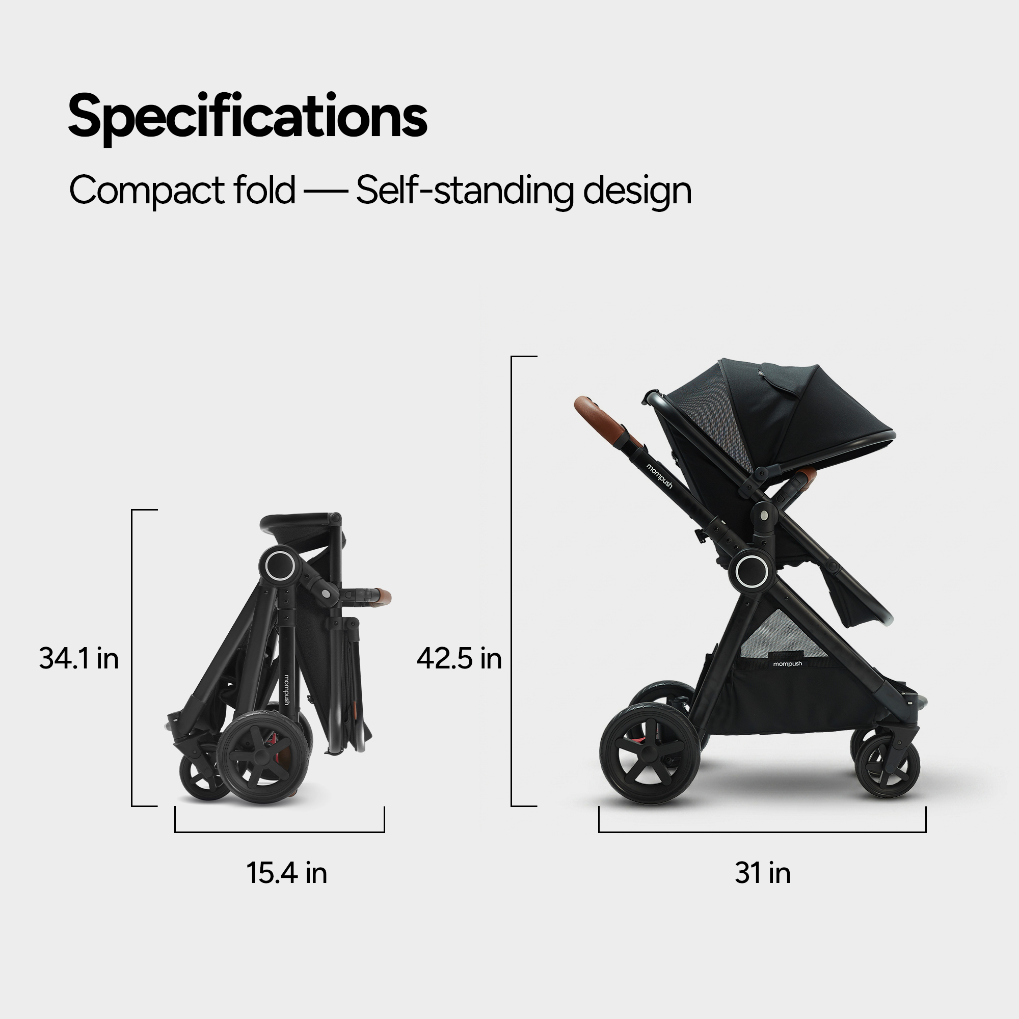 Mompush Ultimate 2 Seat Stroller - Black.