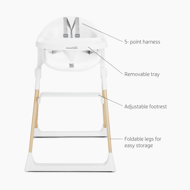 Munchkin Float Easy Clean Foldable High Chair - White.