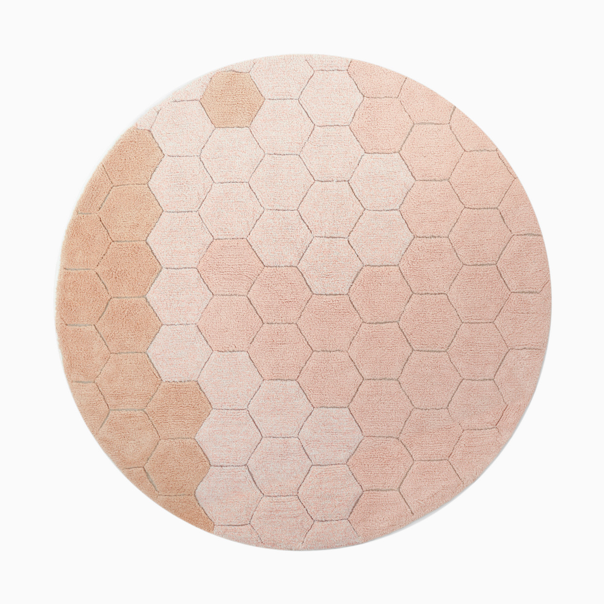 Lorena Canals Round Honeycomb Washable Rug - Rose, 4' 7".
