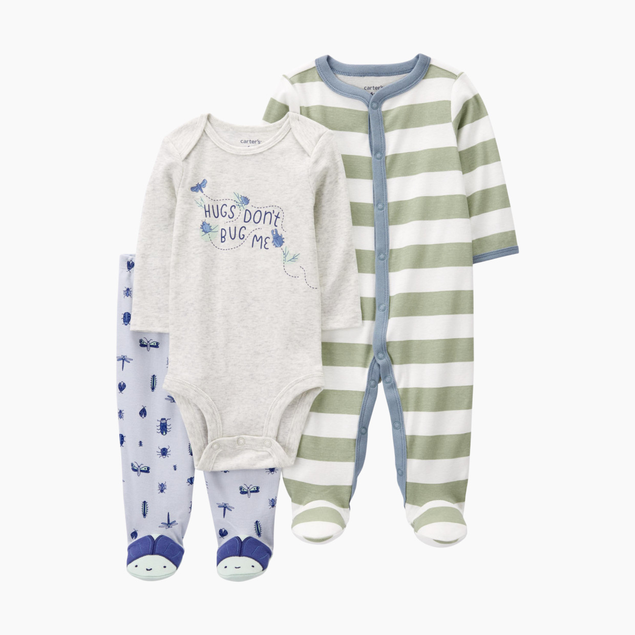 Carter's 3-Piece Bugs Sleep and Play and Pant Set - Assorted, 3 M.