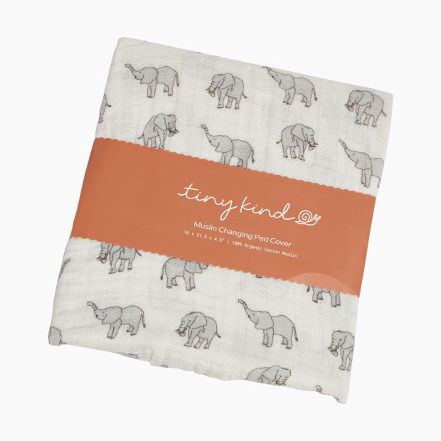 Tiny Kind Muslin Changing Pad Cover - Simple Elephant.