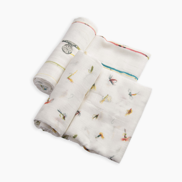 Little Unicorn Deluxe Muslin Swaddle Blanket 2 Pack - Gone Fishing.