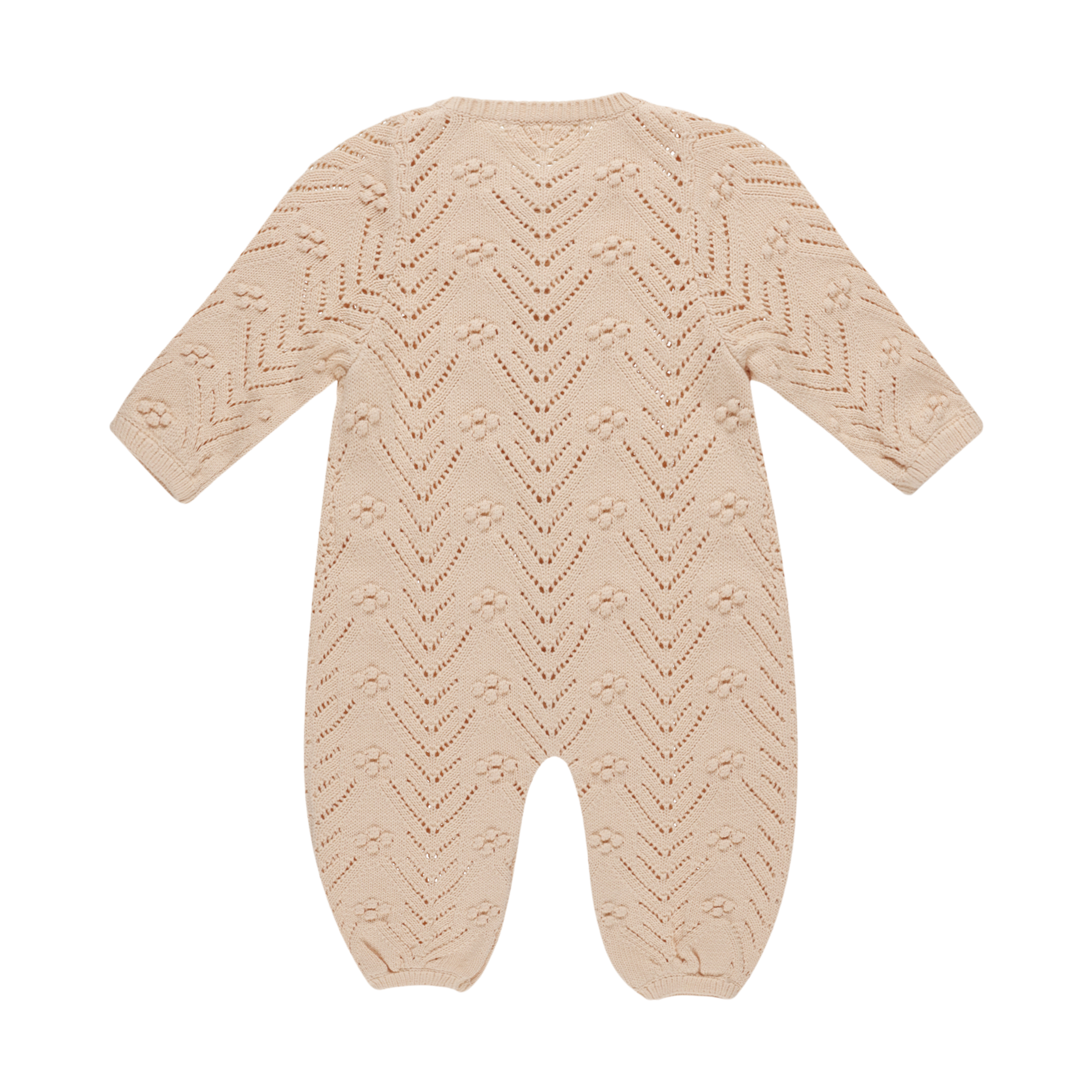 Quincy Mae Long Sleeve Bobble Romper - Shell, 18-24 M