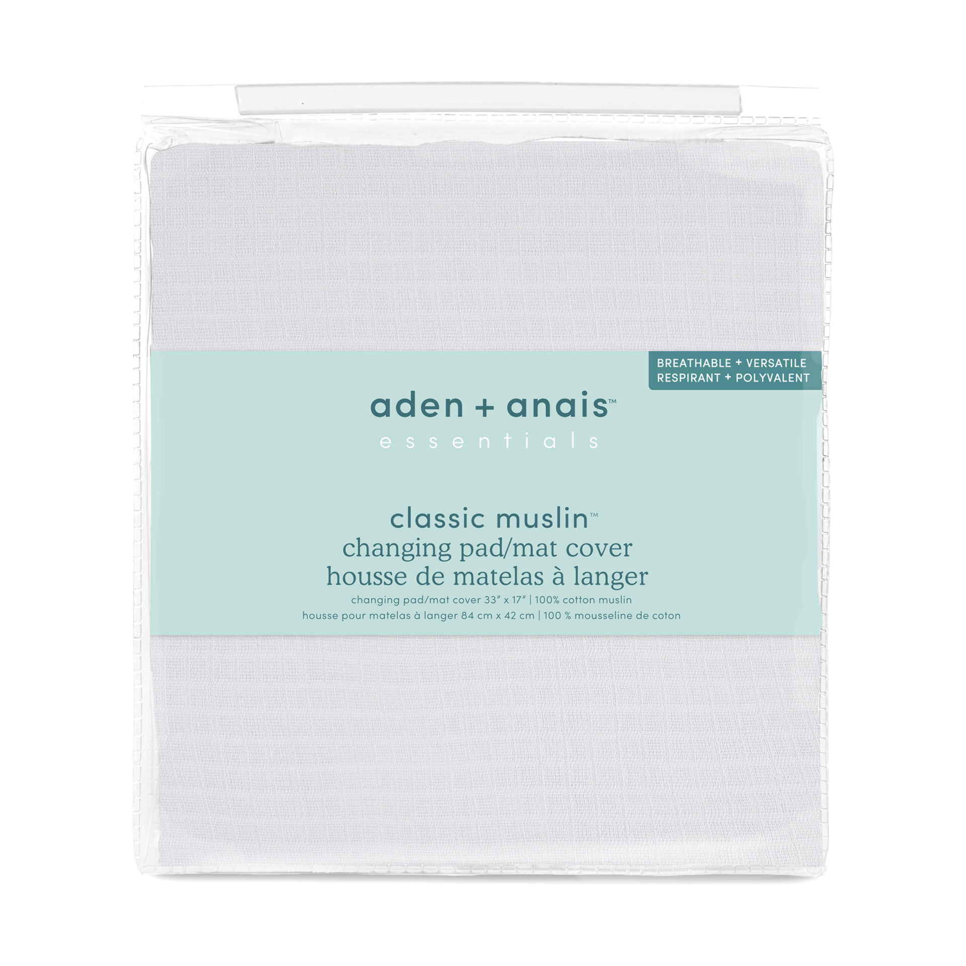 Aden + Anais Essentials Cotton Muslin Changing Pad Cover Grey