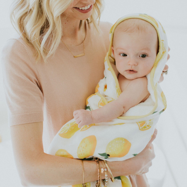 Little Unicorn Cotton Muslin & Terry Infant Hooded Towel - Lemon.