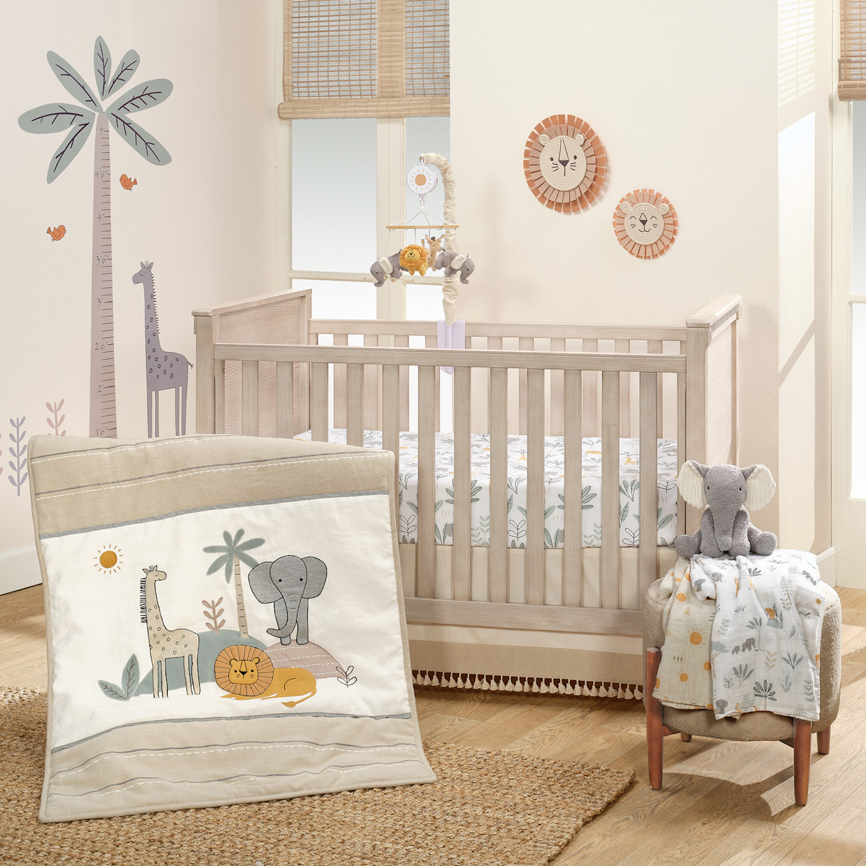 Lambs & Ivy 3-Piece Crib Bedding Set - Jungle Adventure.
