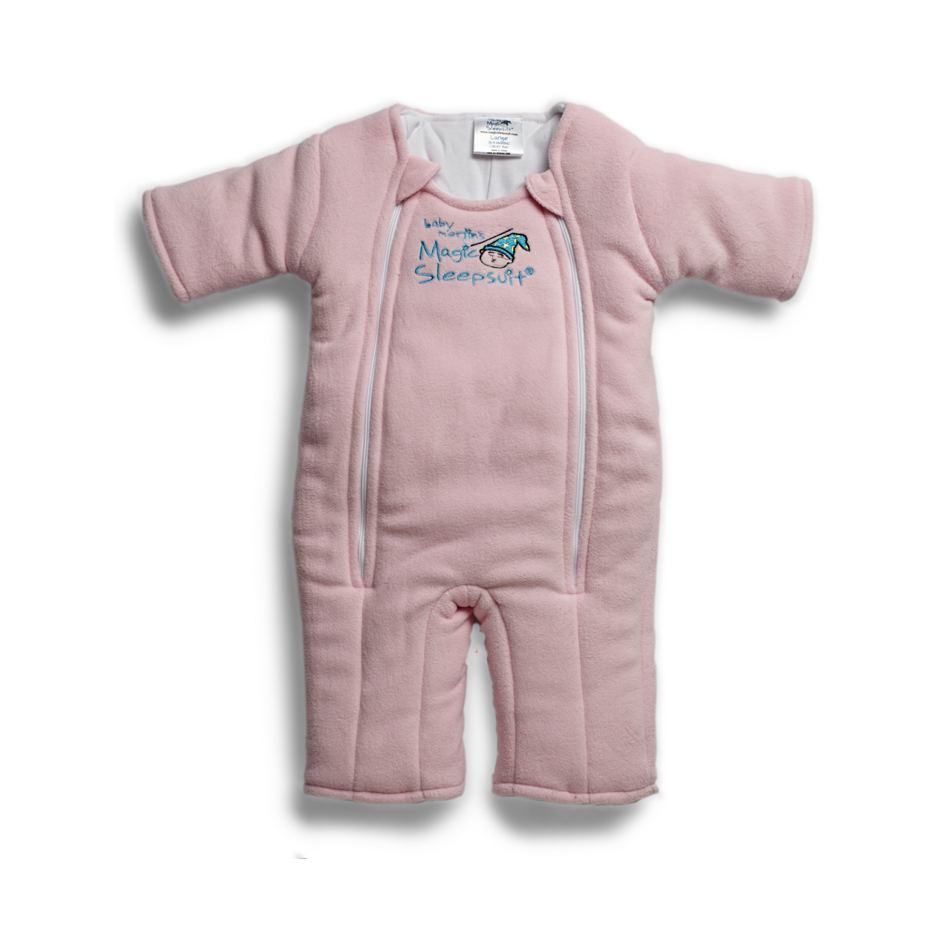Magic Sleepsuit Baby Merlin's Microfleece Baby Swaddle Transition Product - Soft and Cozy Design, Double Zipper for Easy Diaper Changes, Promotes Safe Sleep, 3-6 Months - Pink - Large 18-21lbs