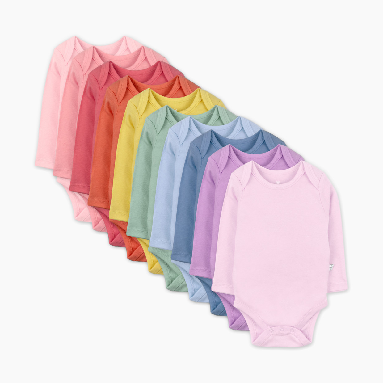 Honest Baby Clothing 10-Pack Organic Cotton Long Sleeve Bodysuits - Rainbow Gem Pinks, Nb, 10.