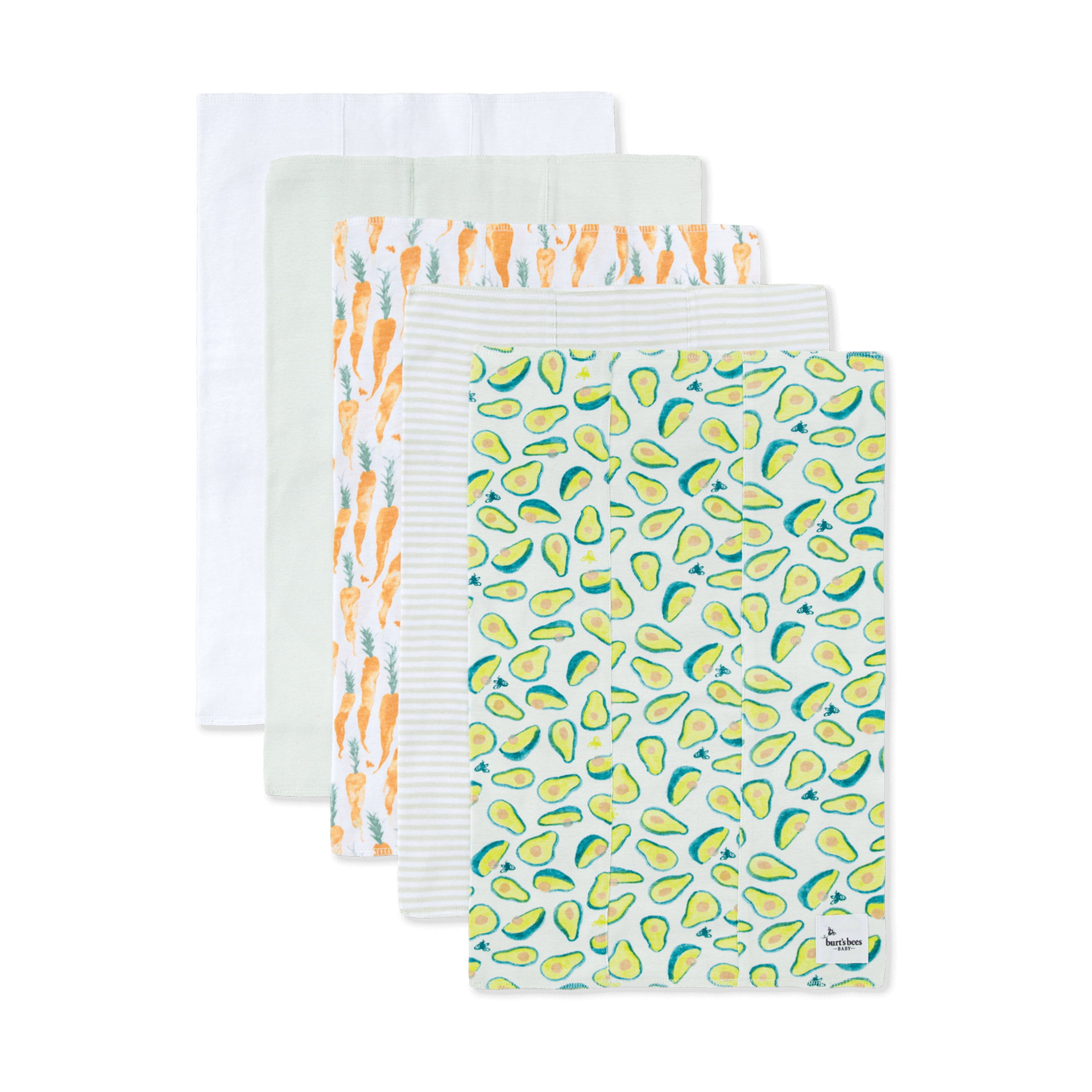 Burt's Bees Baby Organic Burp Cloth (5 Pack) Carrots & Avocados