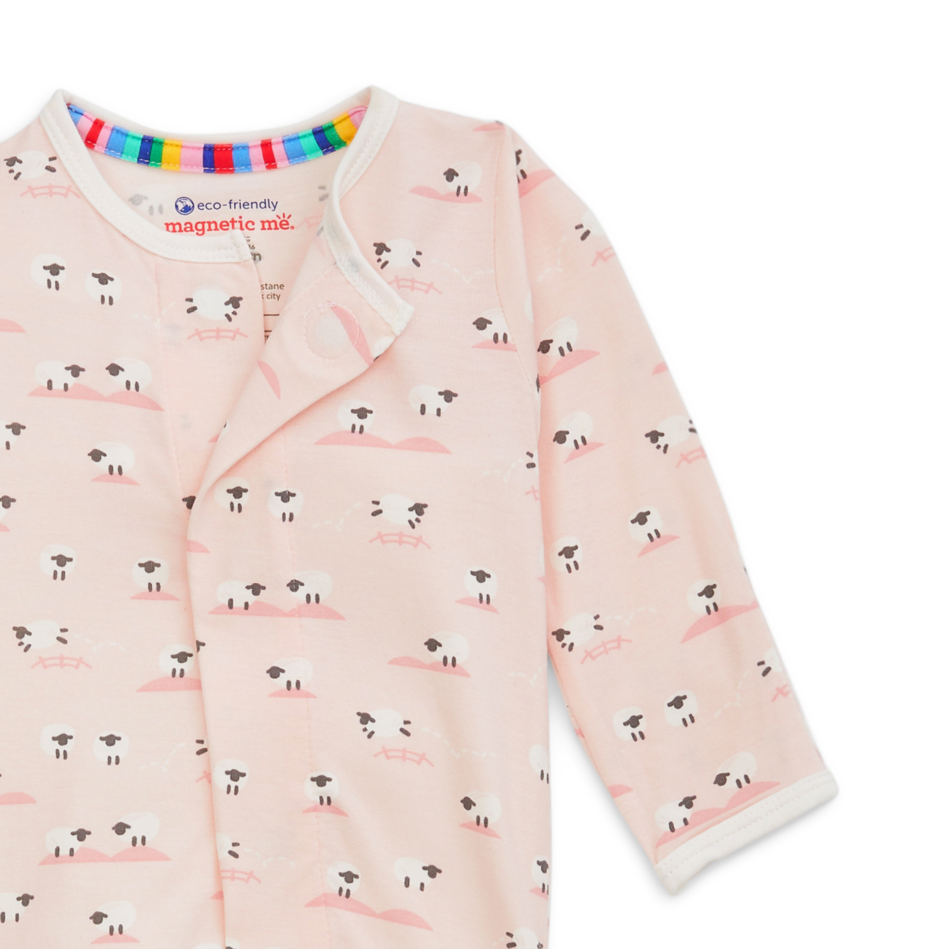 Magnetic Me Modal Magnetic Footie - Pastel Pink Baa Baa Baby, 0-3 M.