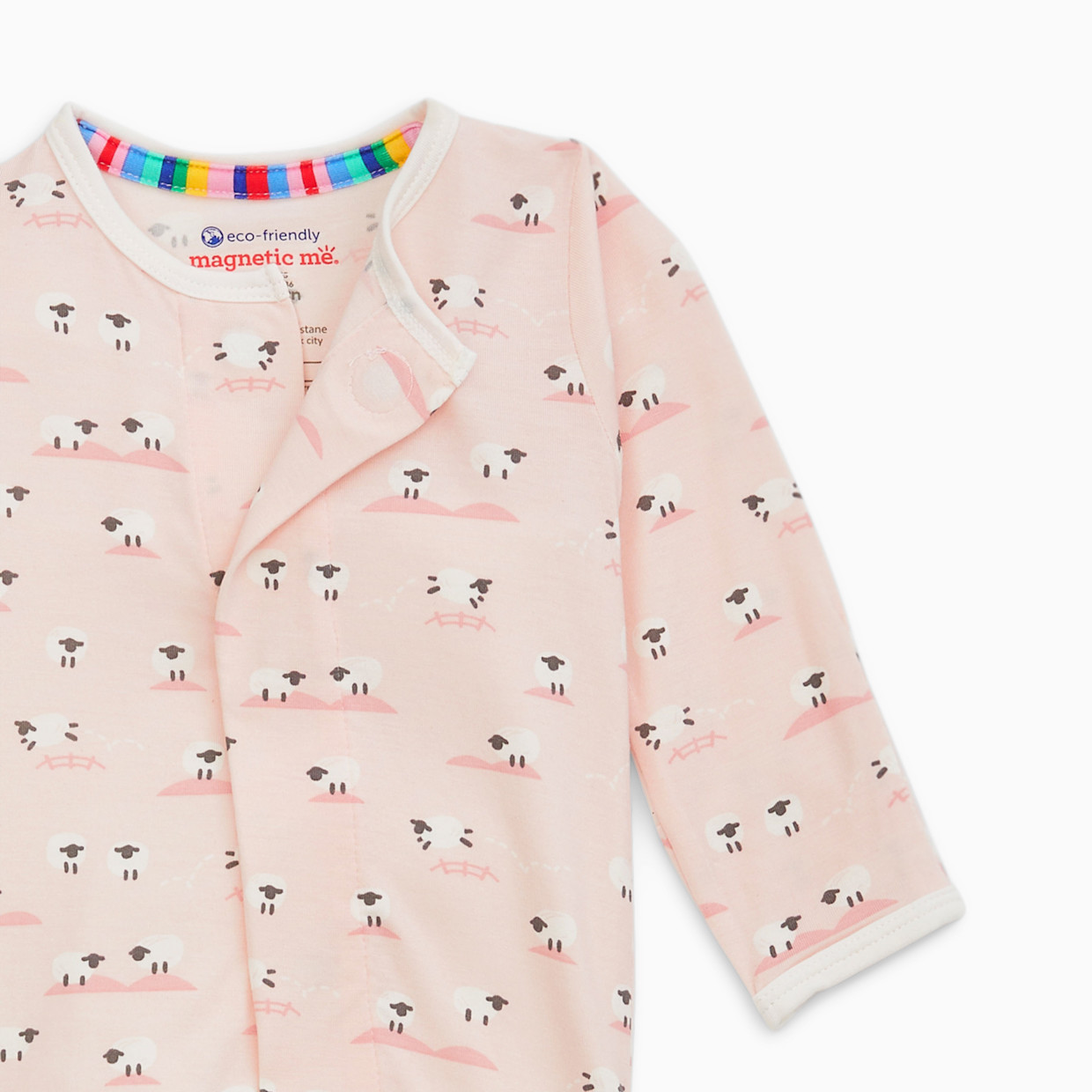 Magnetic Me Modal Magnetic Footie - Pastel Pink Baa Baa Baby, 0-3 M.