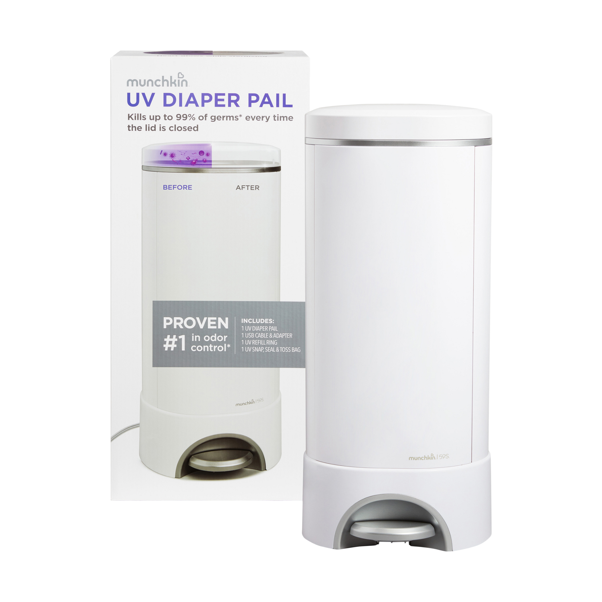 Munchkin UV STEP Diaper Pail.