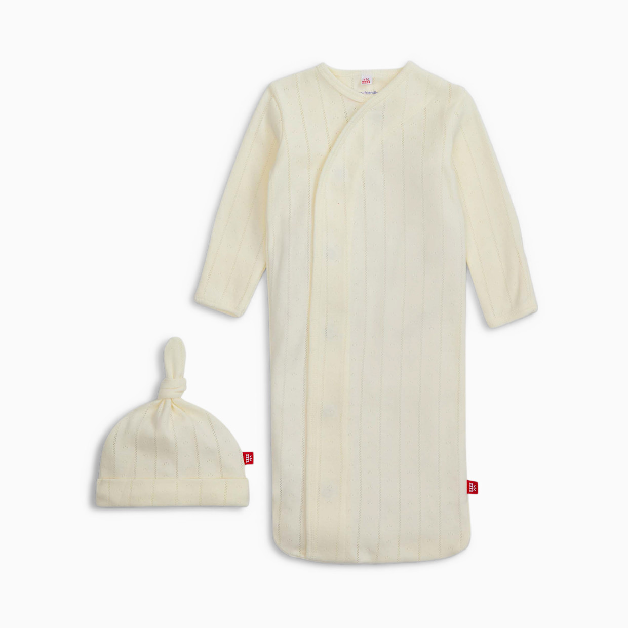 Magnetic Me Organic Cotton Magnetic Gown & Hat Set - Love Lines Tofu, Newborn.
