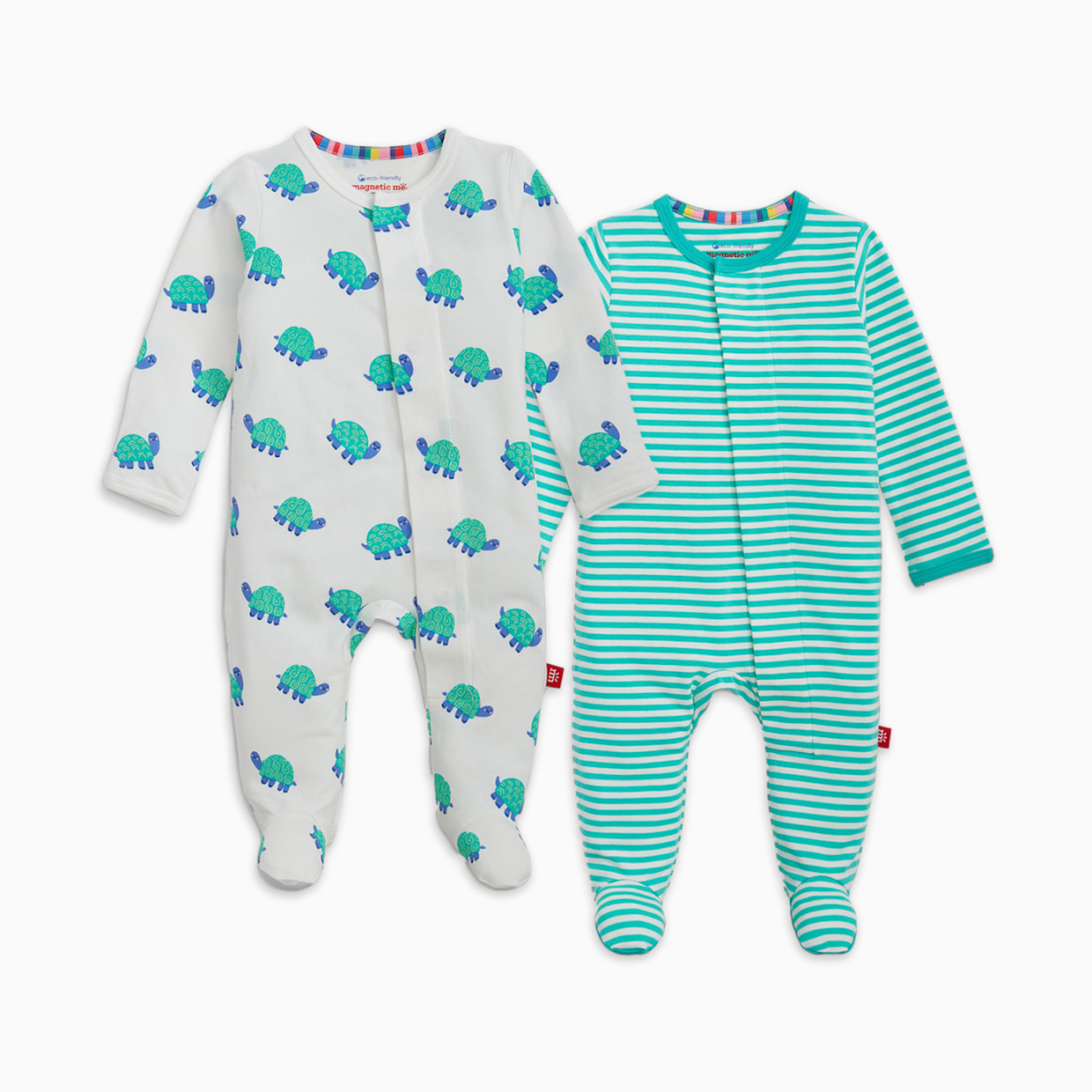 Magnetic Me Cloudstretch Magnetic Footie (2-Pack) - Green Multi, 3-6 M.