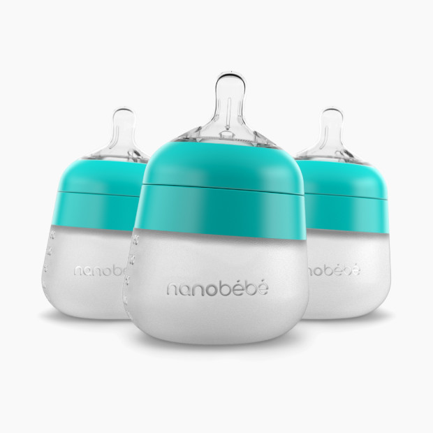 Nanobebe Flexy Silicone Baby Bottle - Teal, 5 Oz, 3.