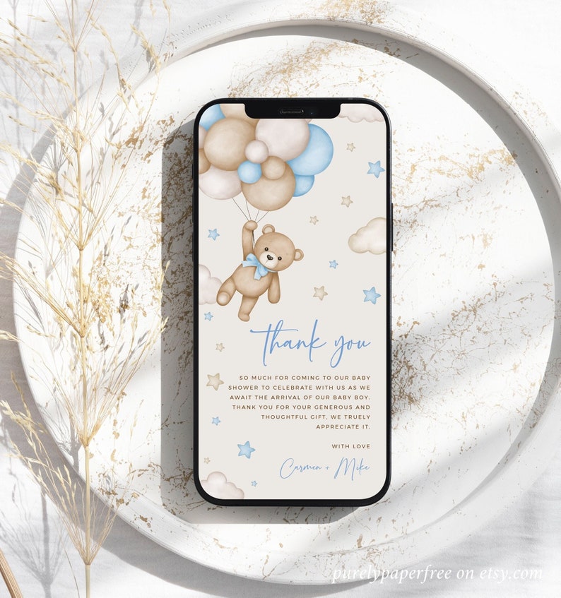 Digital Baby Shower Thank You Card.