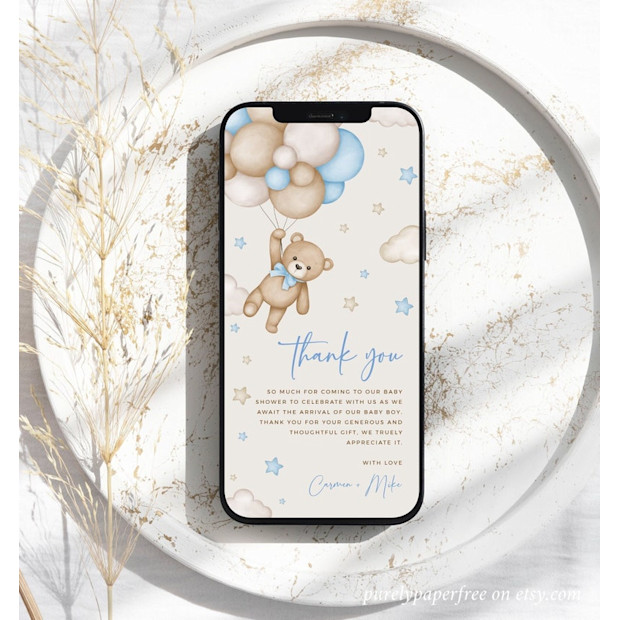 Digital Baby Shower Thank You Card.