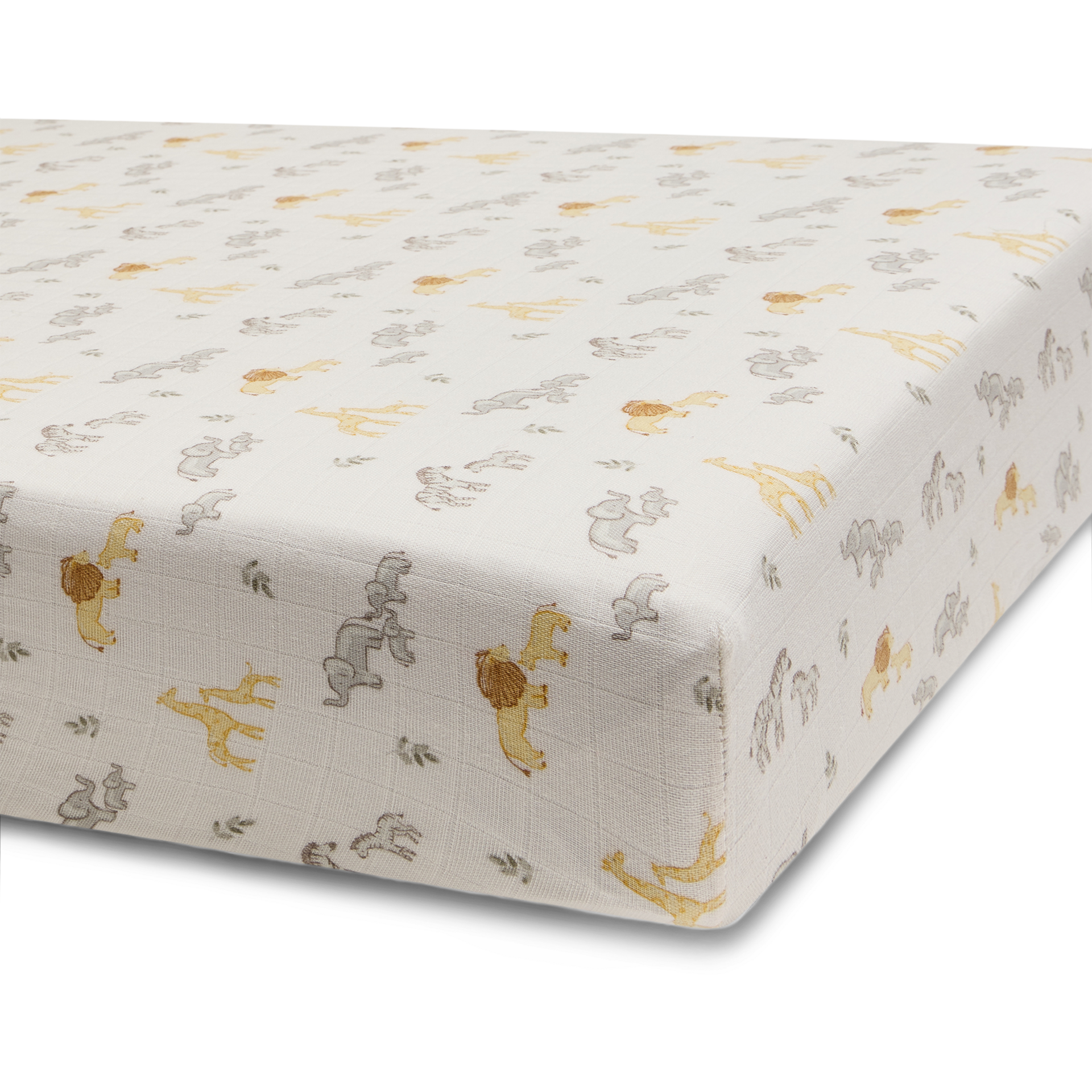 Tiny Kind Organic Cotton Muslin Crib Sheet - Safari Adventure.