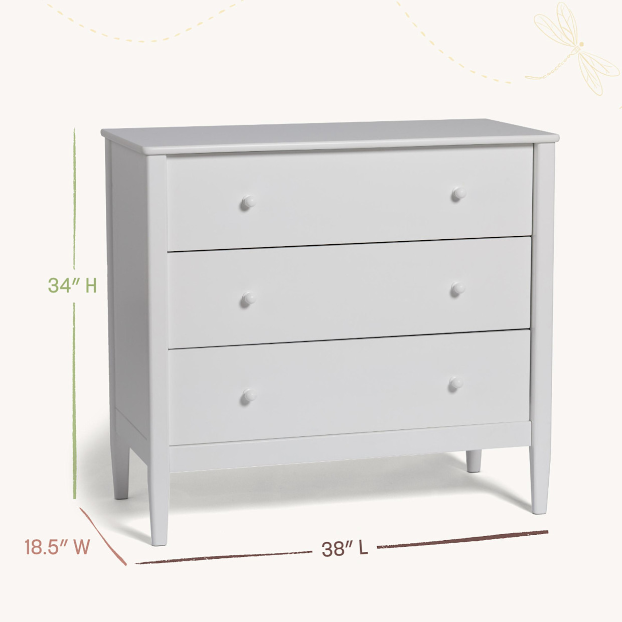Little Seeds Clover 3-Drawer Dresser - White.
