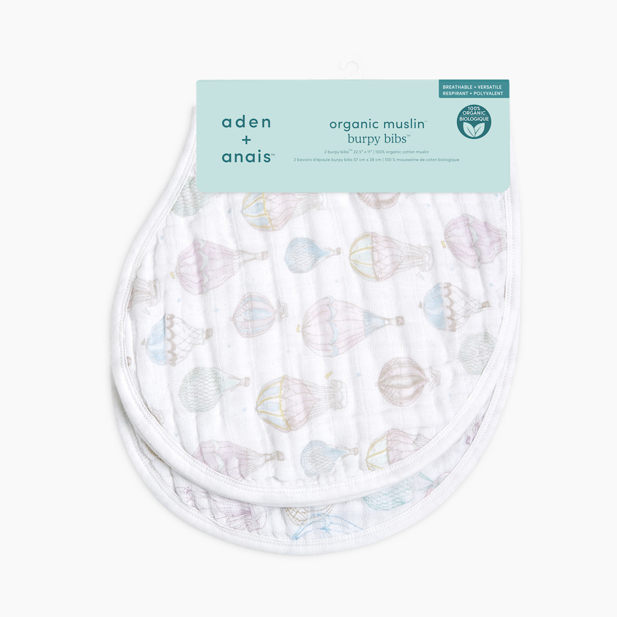 Aden And Anais Above The Clouds Aden + Anais Organic Muslin Burpy Bibs (2 Pack) - Above The Clouds