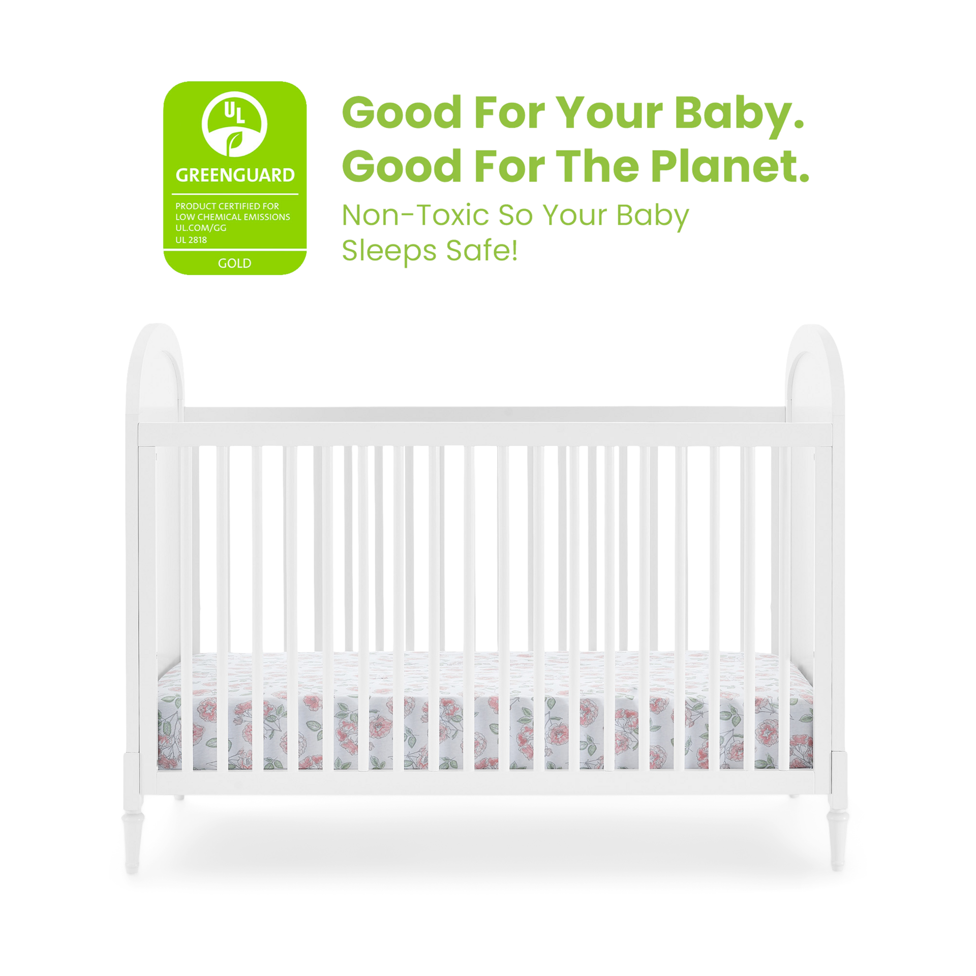 Delta Children Madeline 4-in-1 Convertible Crib - Bianca White/Textured Almond.