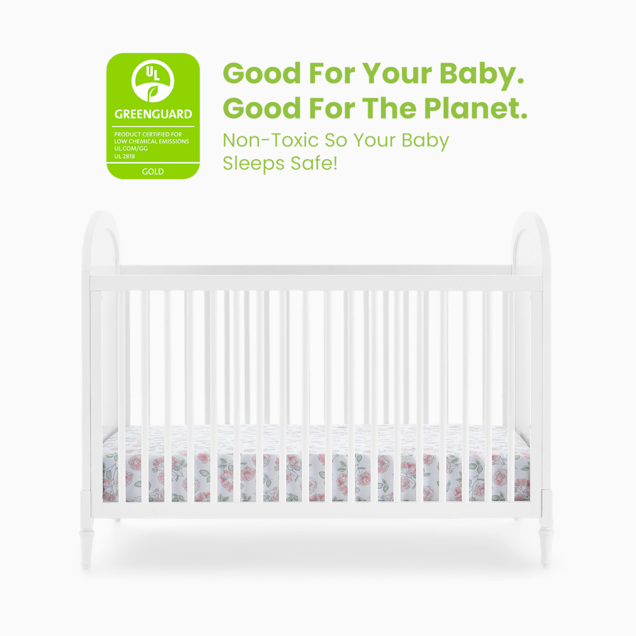 Delta Children Madeline 4-in-1 Convertible Crib - Bianca White/Textured Almond.