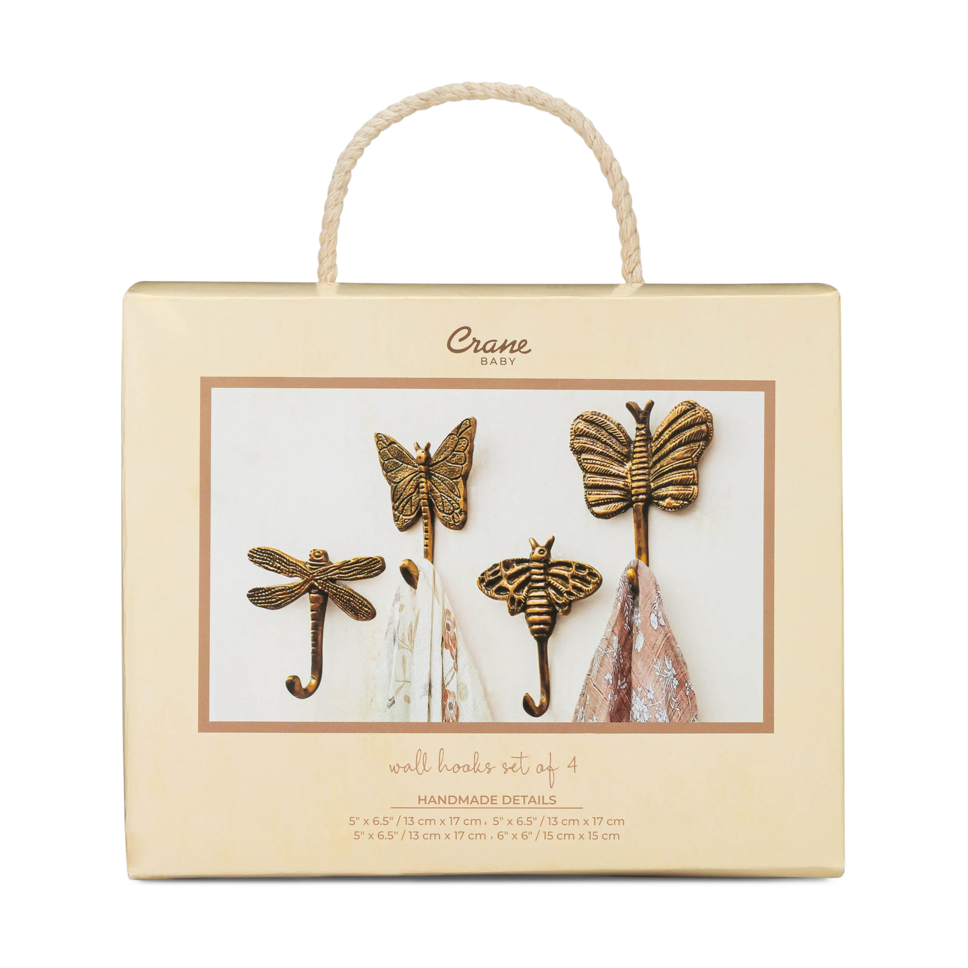 Crane Baby Antique Gold Wall Hook Set - Dragonfly.