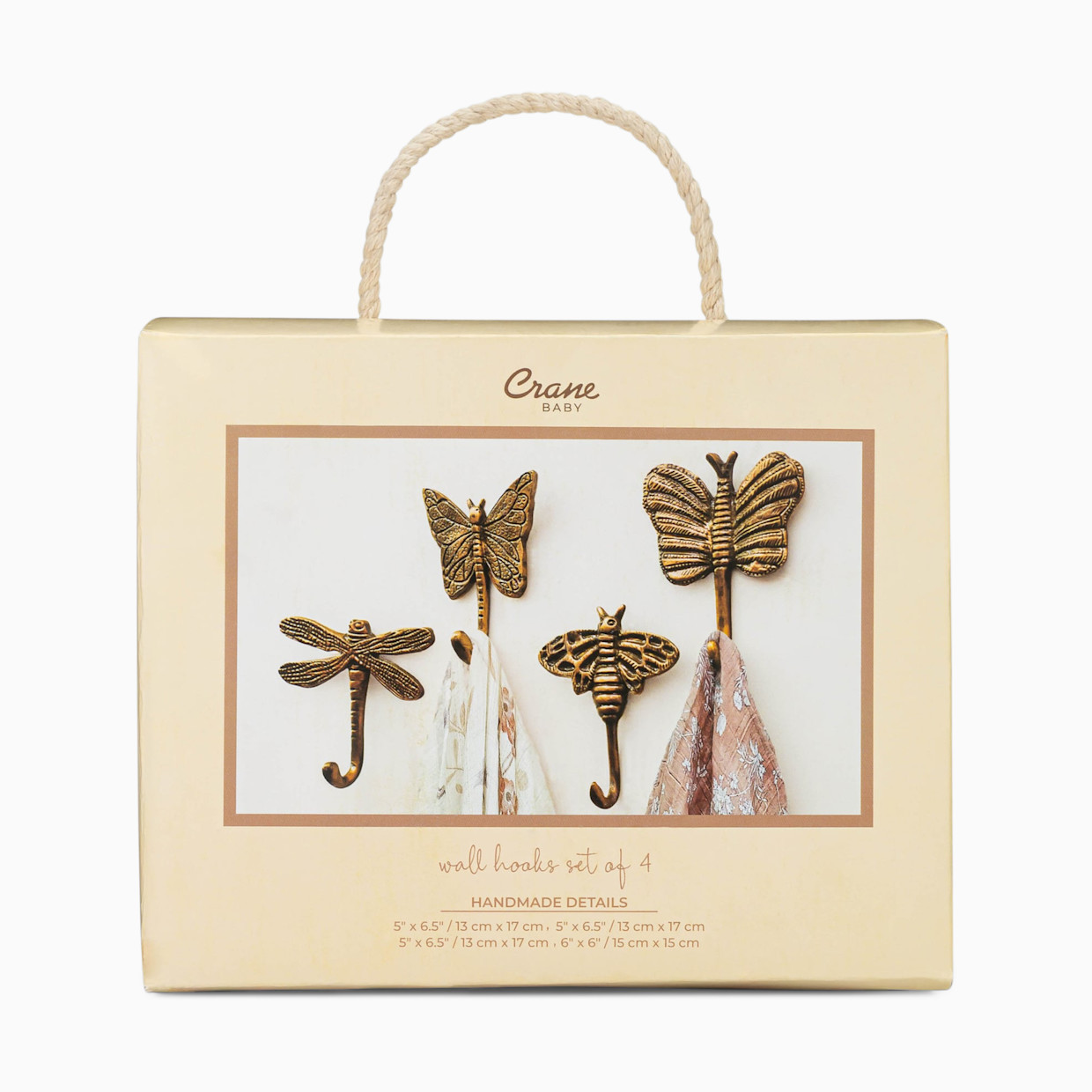 Crane Baby Antique Gold Wall Hook Set - Dragonfly.